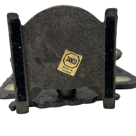 Vintage Santa Stained Glass Style Tea Light Candle Holder Cast Iron Tanco Taiwan - Picture 4 of 8